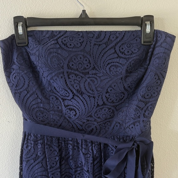 Trina Turk Strapless Dark Blue Lace Dress - Picture 2 of 5